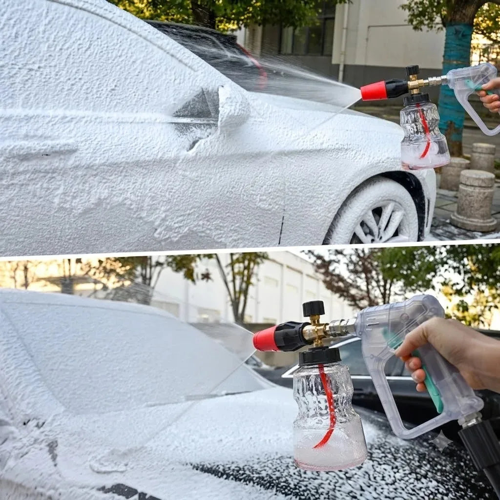 Snow Foam Cannon 32OZ Transparent Bottle Car Wash Foam Lance 1/4' Quick Connect Prayer Angle Adjustable