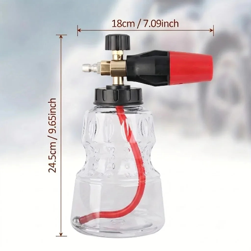 Snow Foam Cannon 32OZ Transparent Bottle Car Wash Foam Lance 1/4' Quick Connect Prayer Angle Adjustable